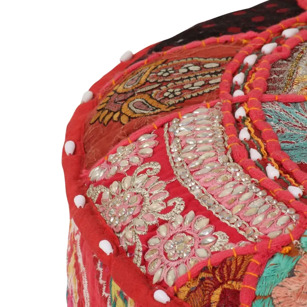 Patchwork Pouffe Round Cotton Handmade 40x20 cm Price