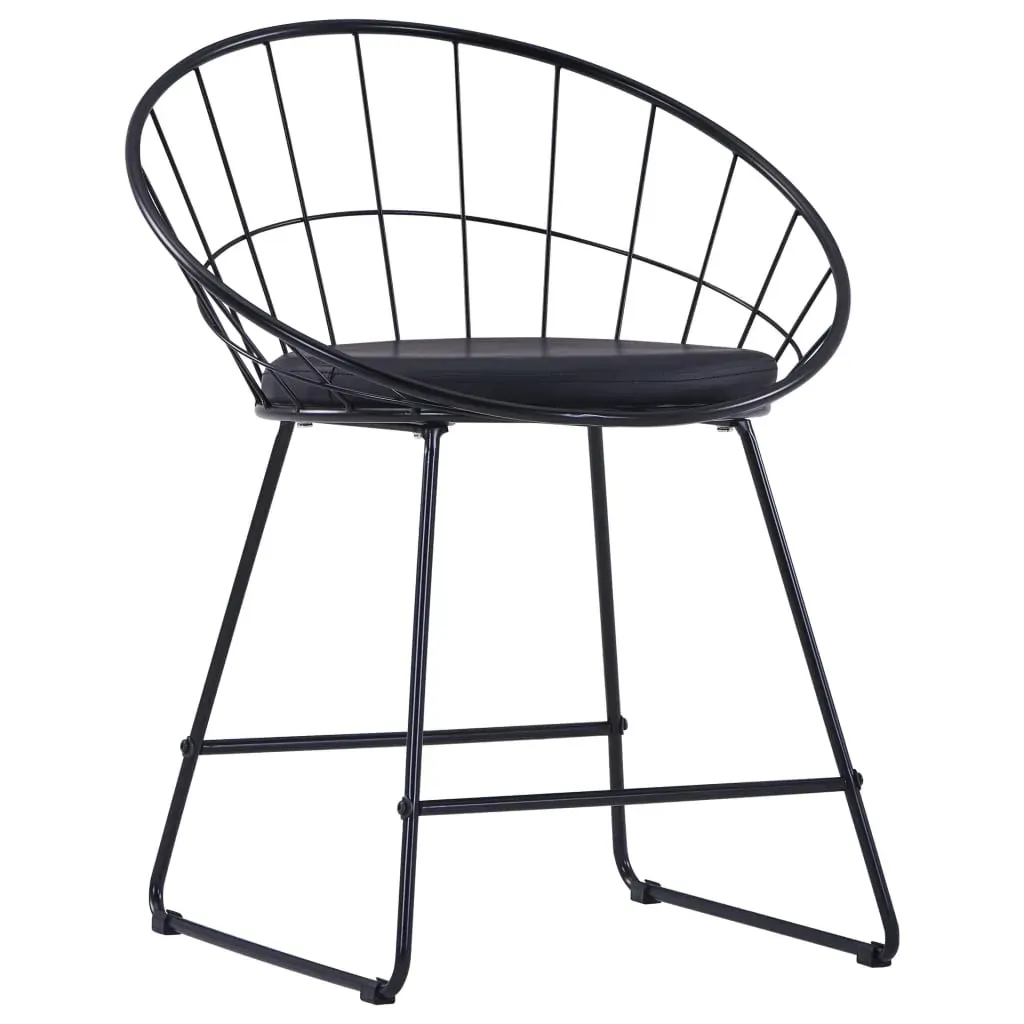Dining Chairs with Faux Leather Seats Black Steel Price