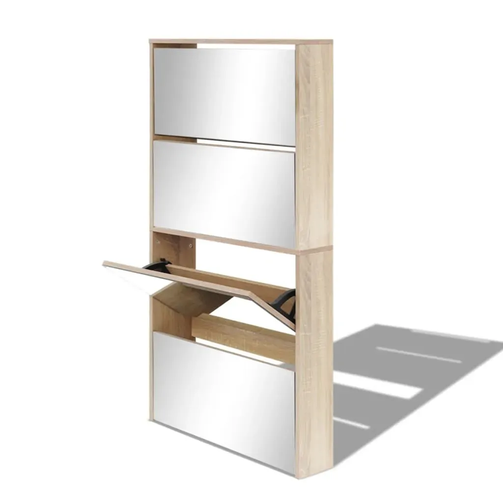 Shoe Cabinet 4-Layer Mirror 63x17x134 cm Price