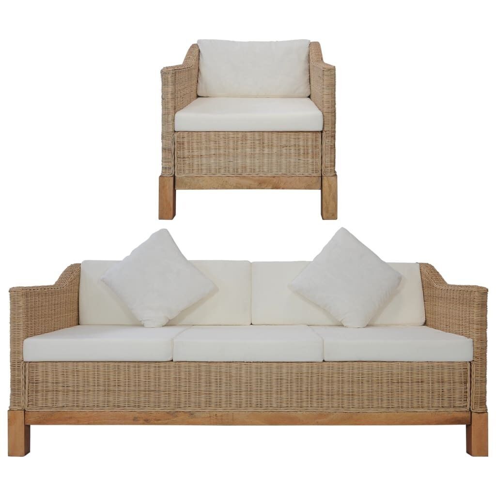 Sofa Set with Cushions Natural Rattan Price