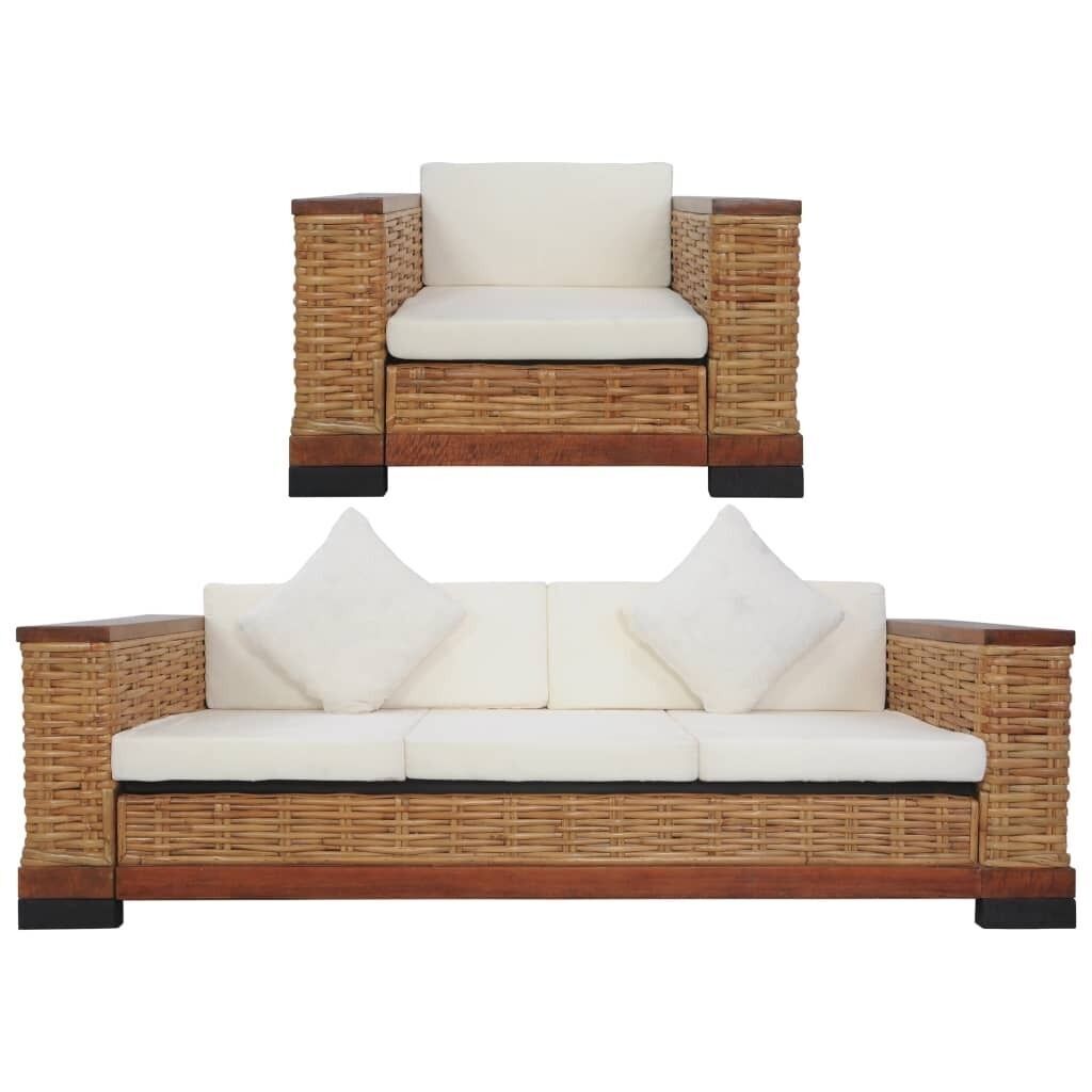 Sofa Set with Cushions Brown Natural Rattan Price