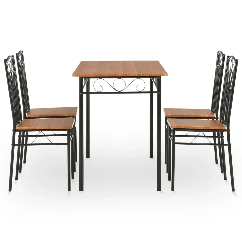 Dining Set MDF and Steel Brown Price