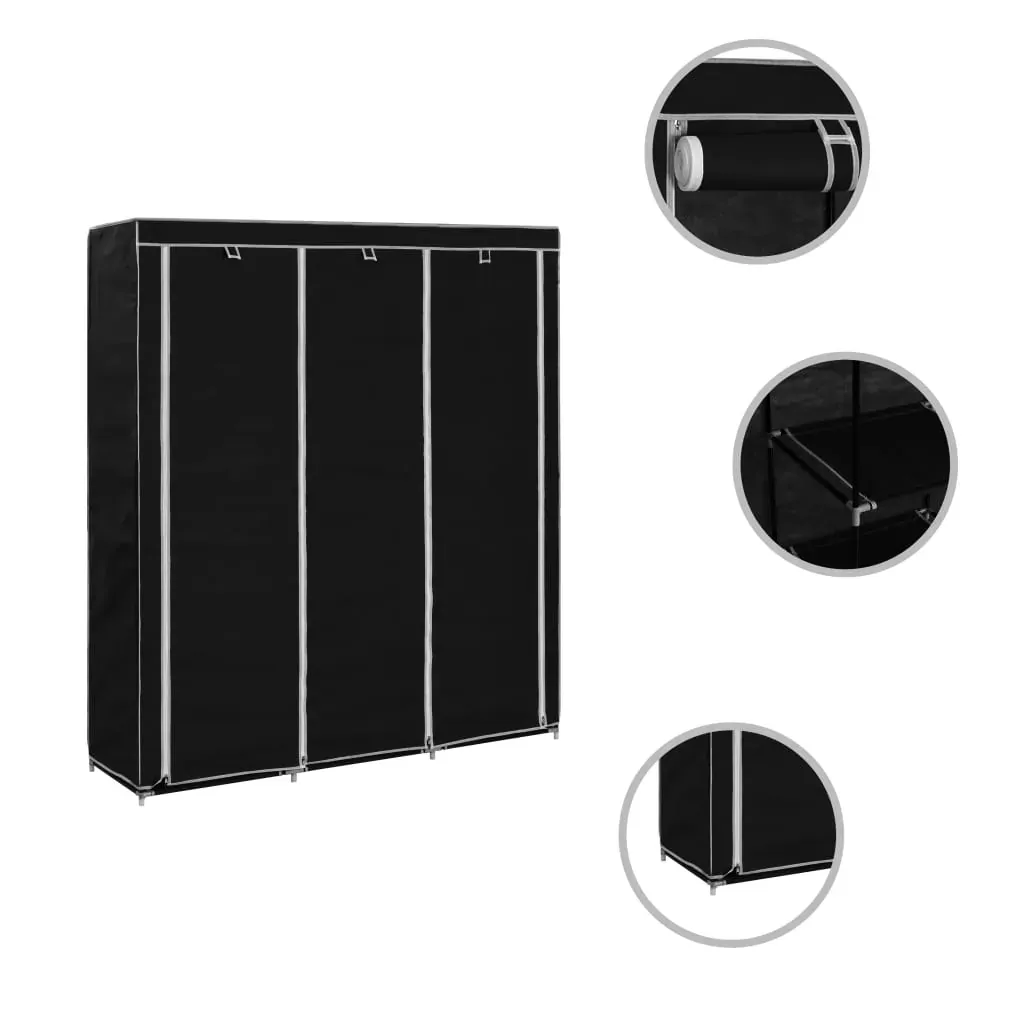 Wardrobe with Compartments and Rods 150x45x175 cm Fabric Price