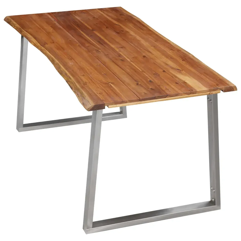 Dining Table Solid Acacia Wood and Stainless Steel Price