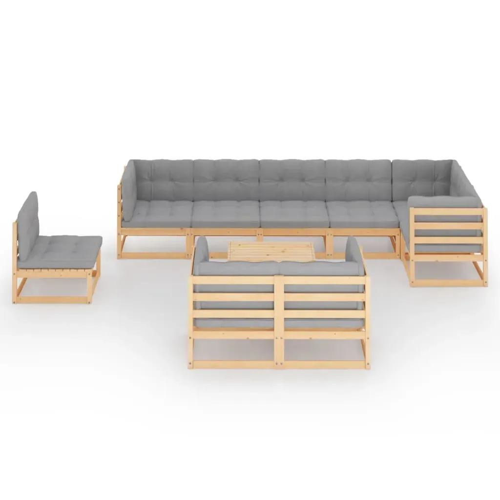 10 Piece Garden Lounge Set Solid Pinewood Price