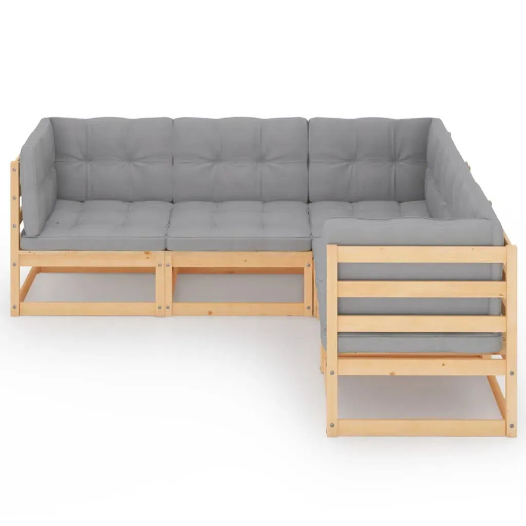 5 Piece Garden Lounge Set with Cushions Solid Pinewood Price