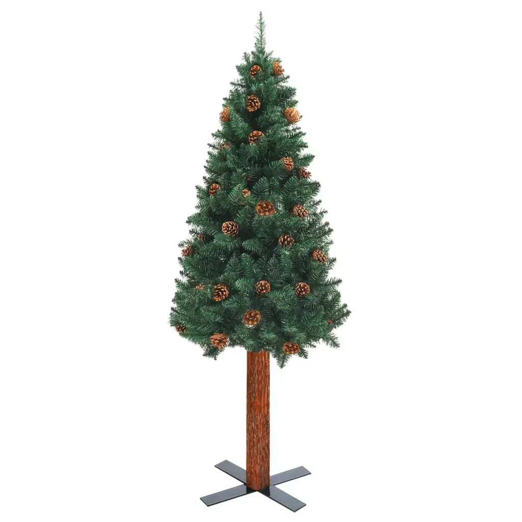 Slim Christmas Tree with LEDs&Real Wood&Cones Price