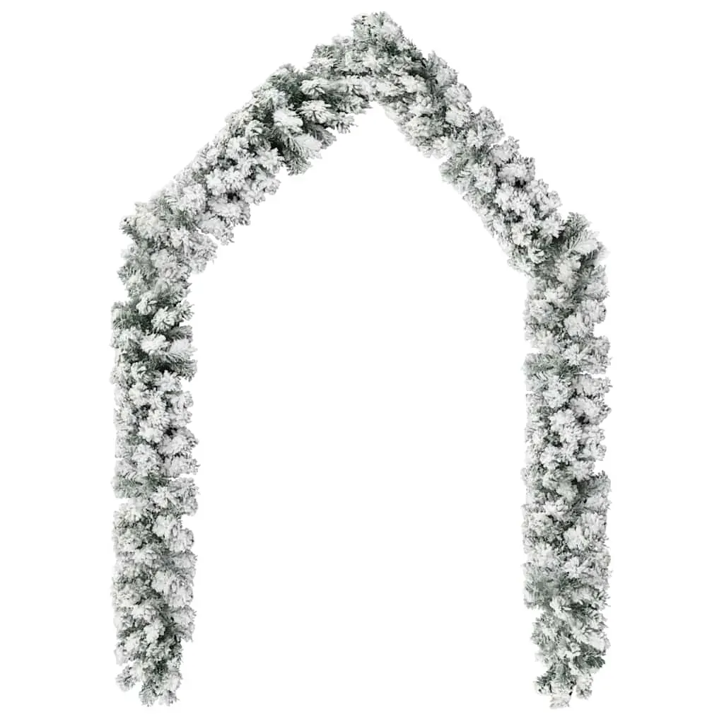Christmas Garland with LEDs&Flocked Snow Green PVC Price