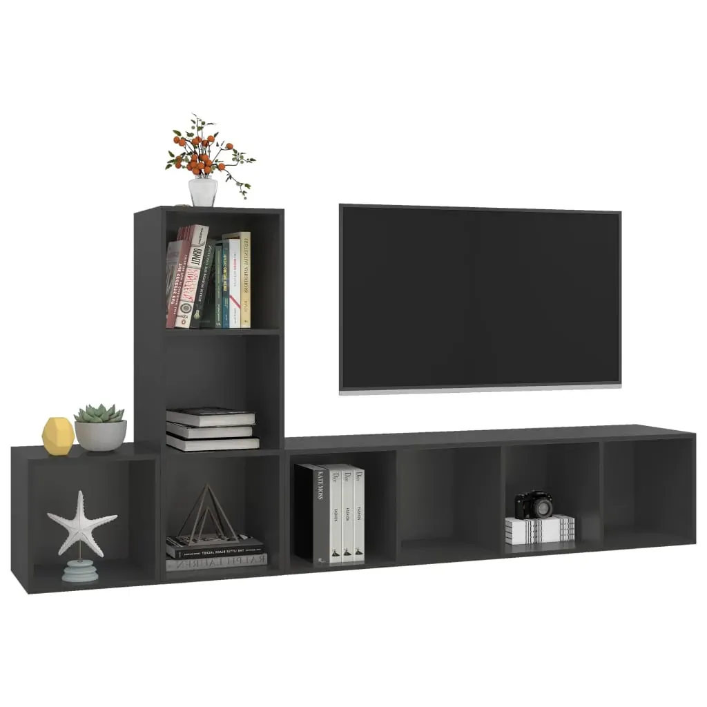 Waukegan 3 Piece TV Cabinet Set Engineered Wood Price