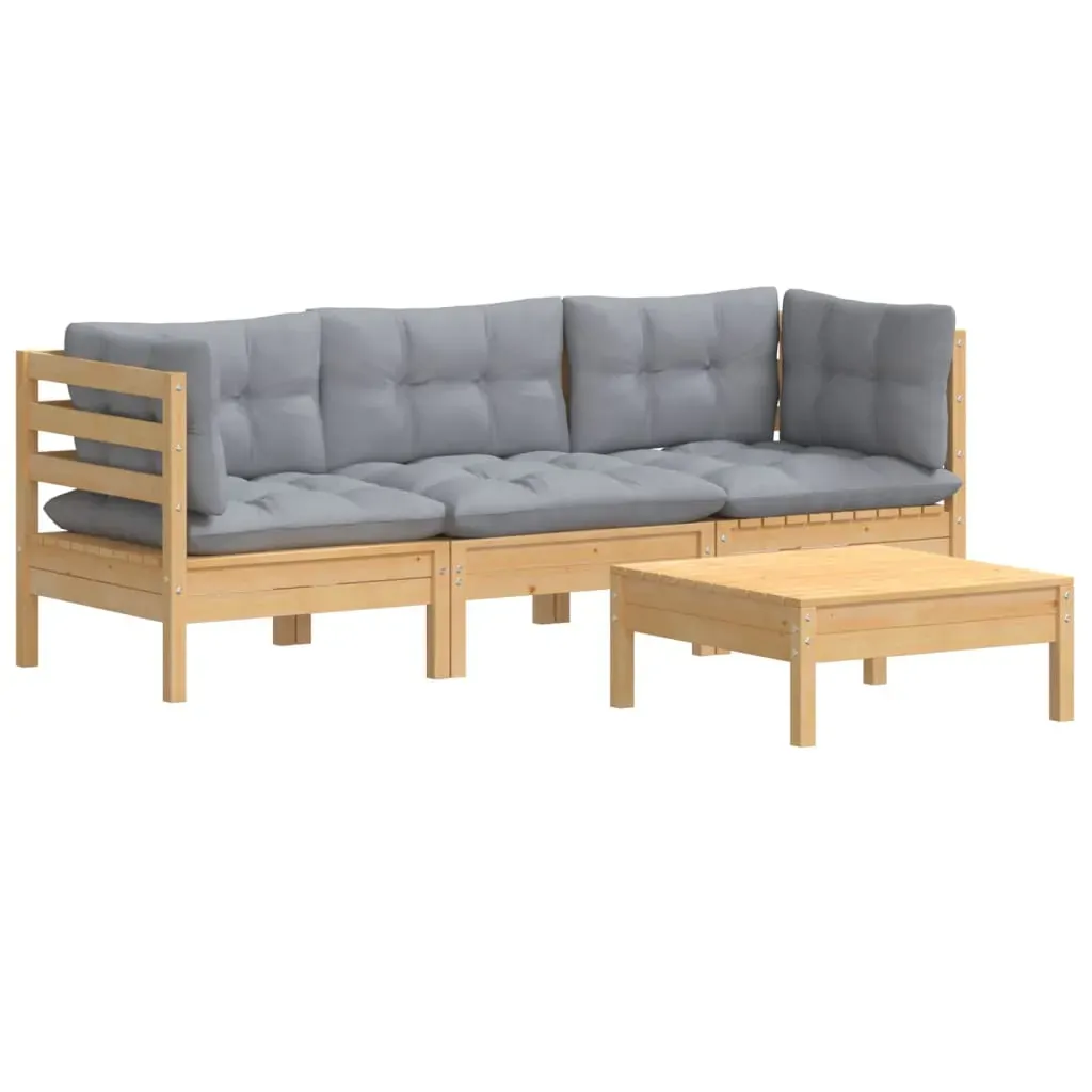 4 Piece Garden Lounge Set with Cushions Pinewood Price