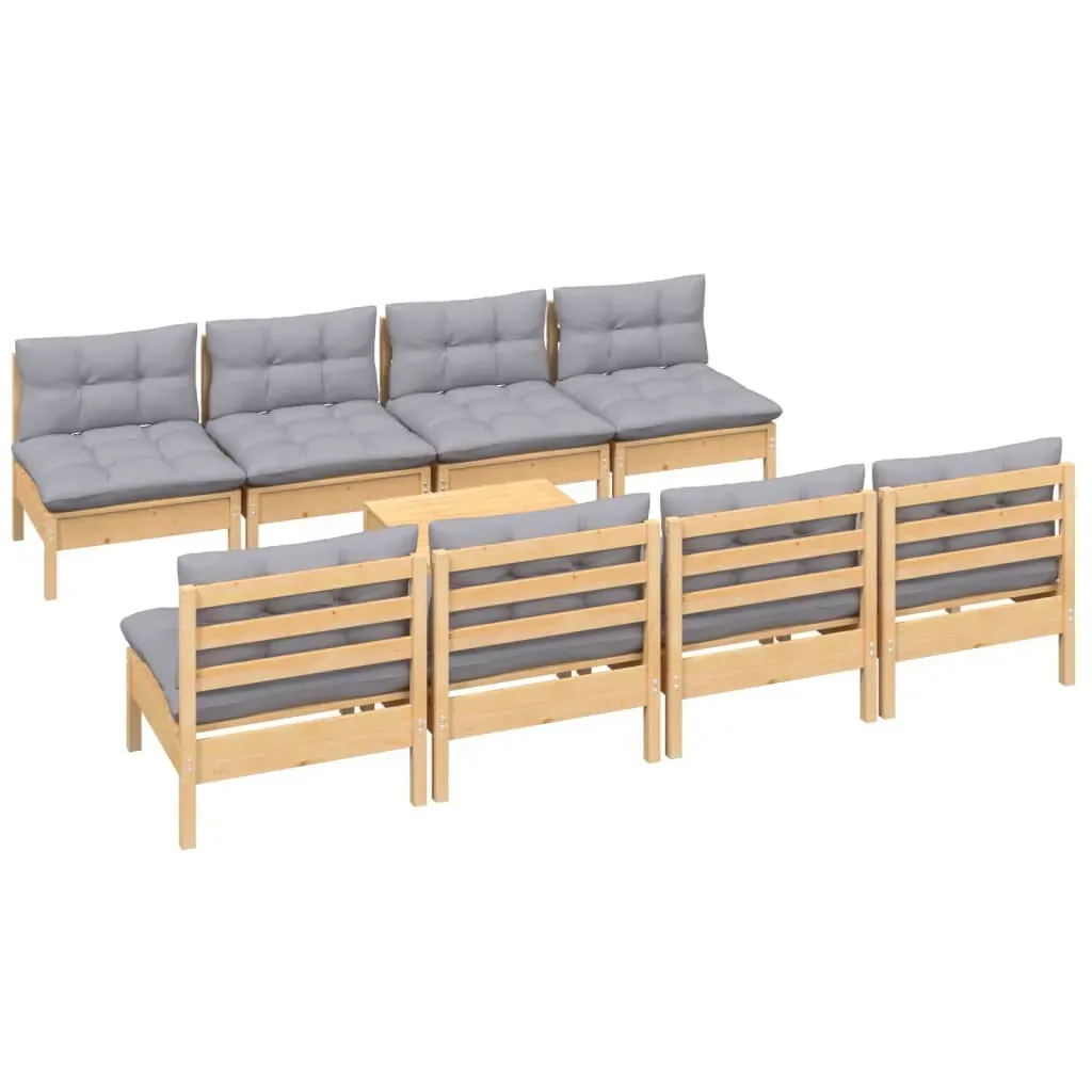 9 Piece Garden Lounge Set with Cushions Solid Pinewood Price