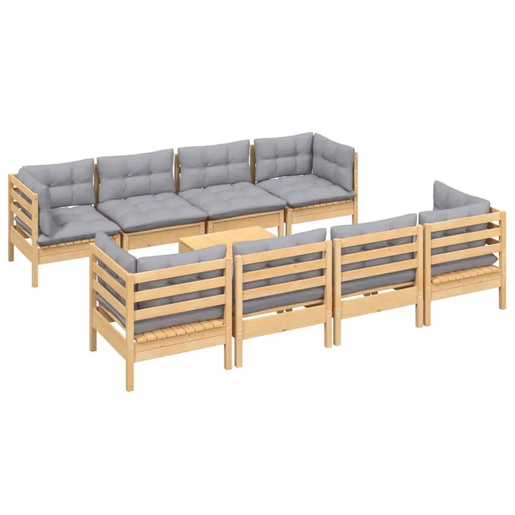 9 Piece Garden Lounge Set with Cushions Solid Pinewood Price