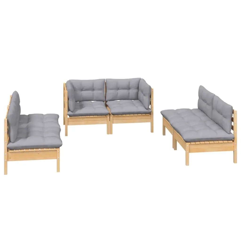 6 Piece Garden Lounge Set with Cushions Solid Pinewood Price