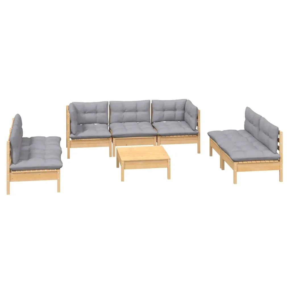 8 Piece Garden Lounge Set with Cushions Solid Pinewood Price
