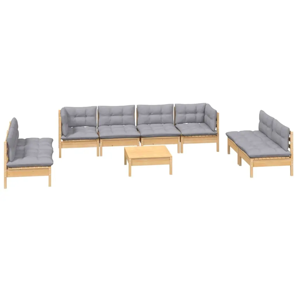 9 Piece Garden Lounge Set with Cushions Solid Pinewood Price