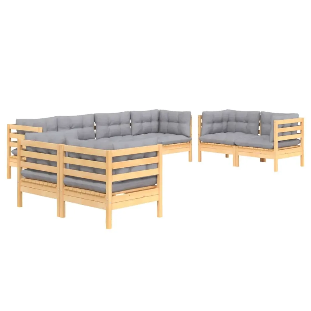8 Piece Garden Lounge Set with Cushions Solid Pinewood Price
