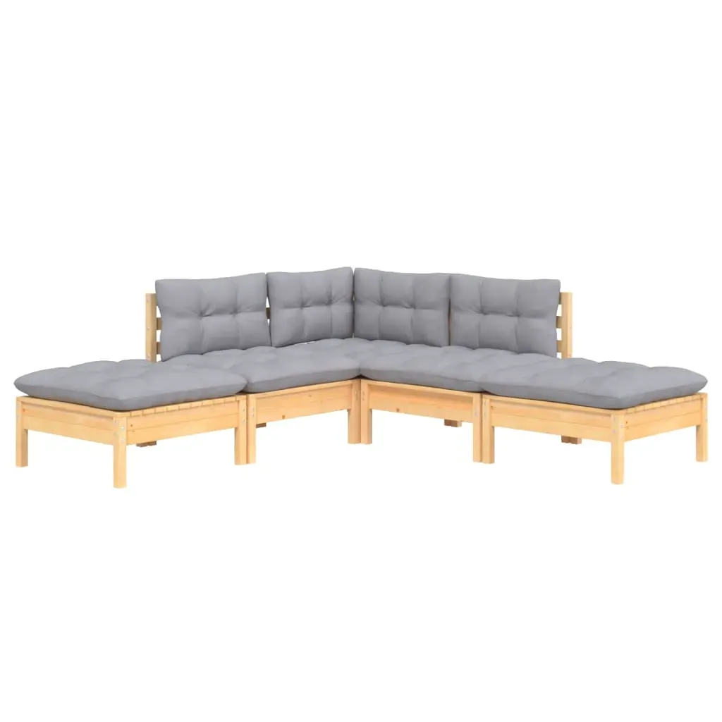 5 Piece Garden Lounge Set with Cushions Pinewood Price