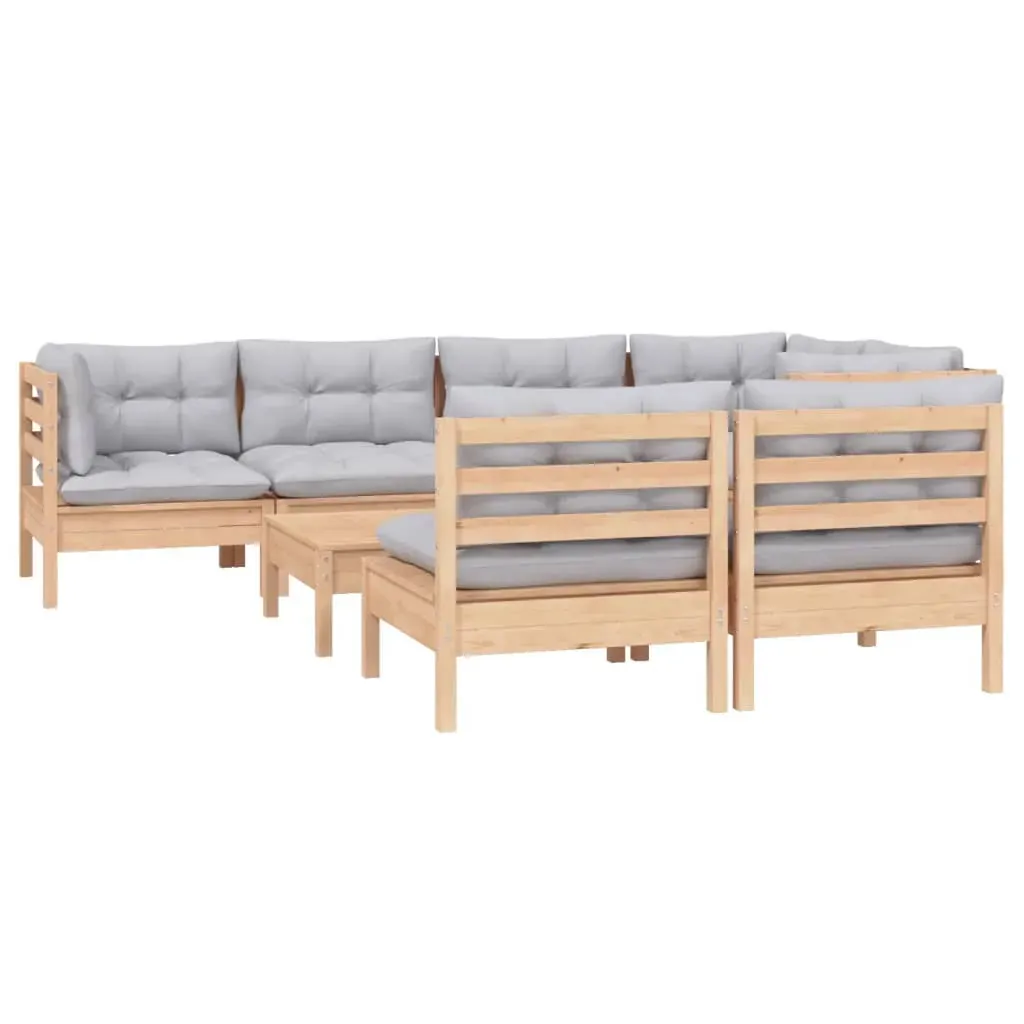 8 Piece Garden Lounge Set with Cushions Solid Pinewood Price