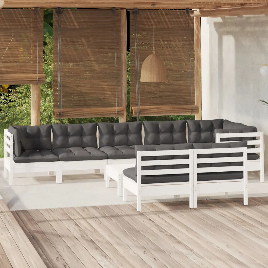 9 Piece Garden Lounge Set with Cushions Solid Pinewood Price