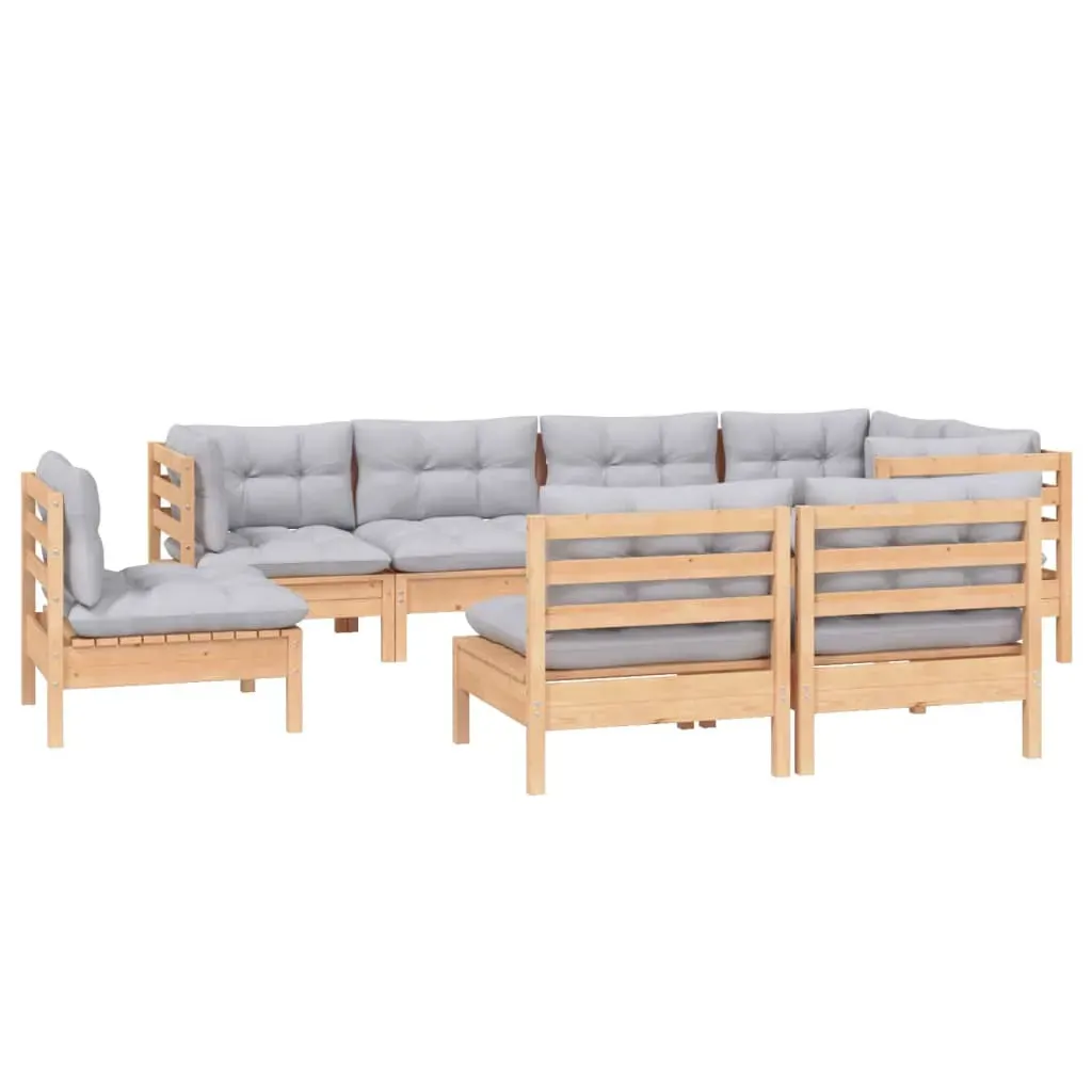 8 Piece Garden Lounge Set with Cushions Solid Pinewood Price