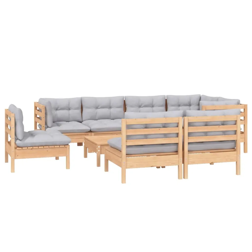9 Piece Garden Lounge Set with Cushions Solid Pinewood Price