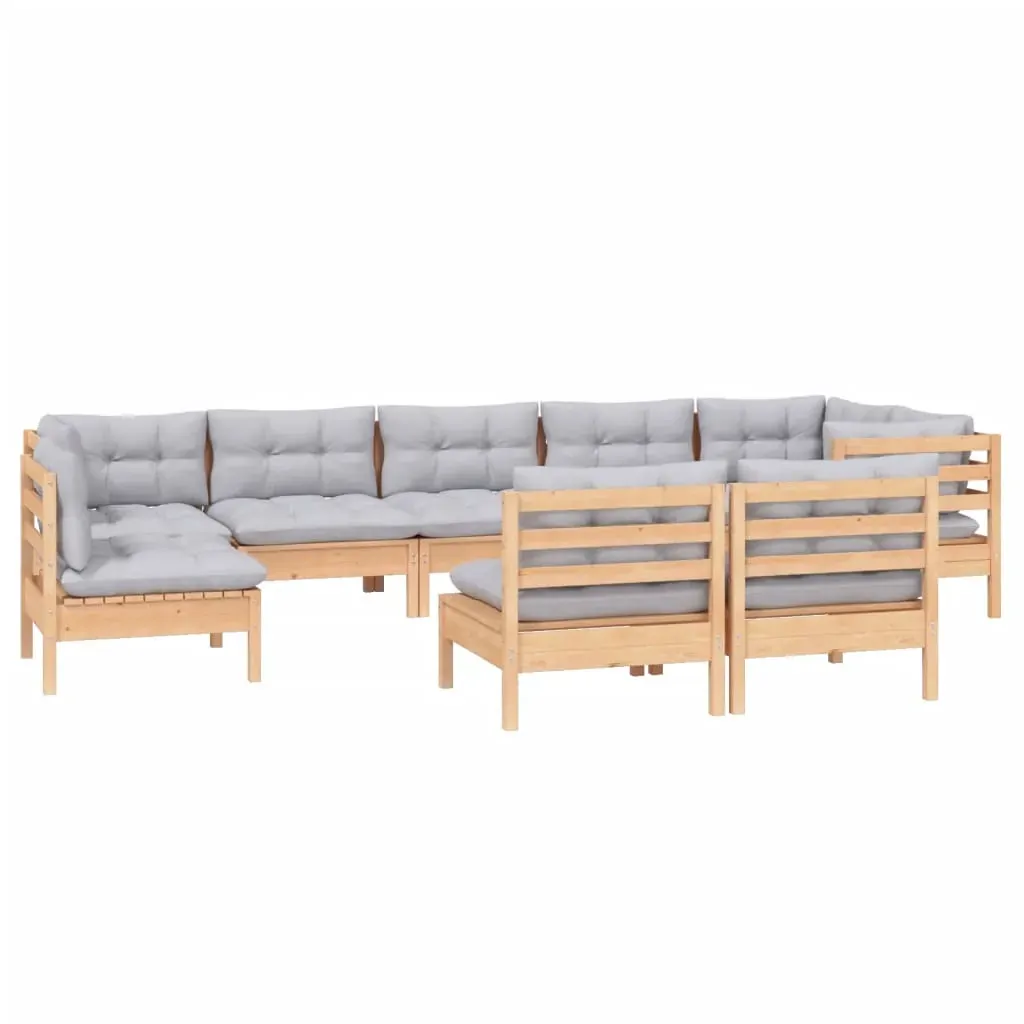 9 Piece Garden Lounge Set with Cushions Solid Pinewood Price