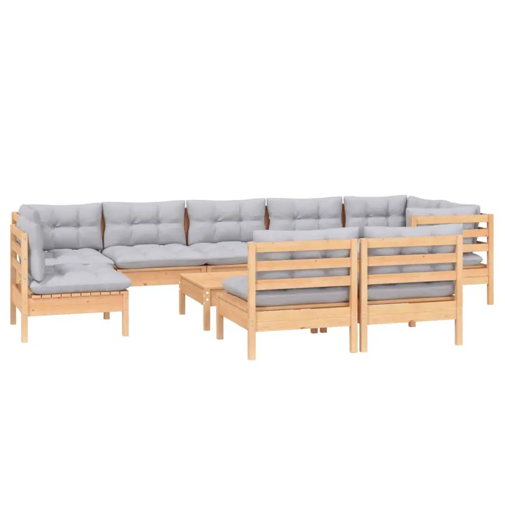 10 Piece Garden Lounge Set with Cushions Solid Pinewood Price