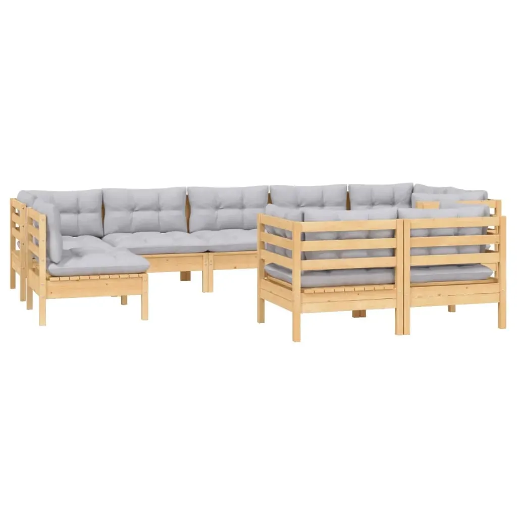 9 Piece Garden Lounge Set with Cushions Solid Pinewood Price