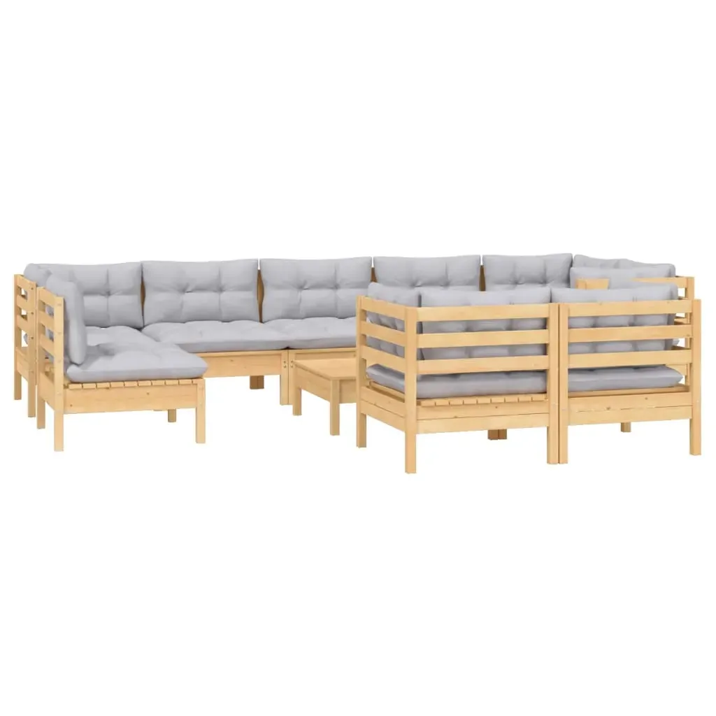 10 Piece Garden Lounge Set with Cushions Solid Pinewood Price
