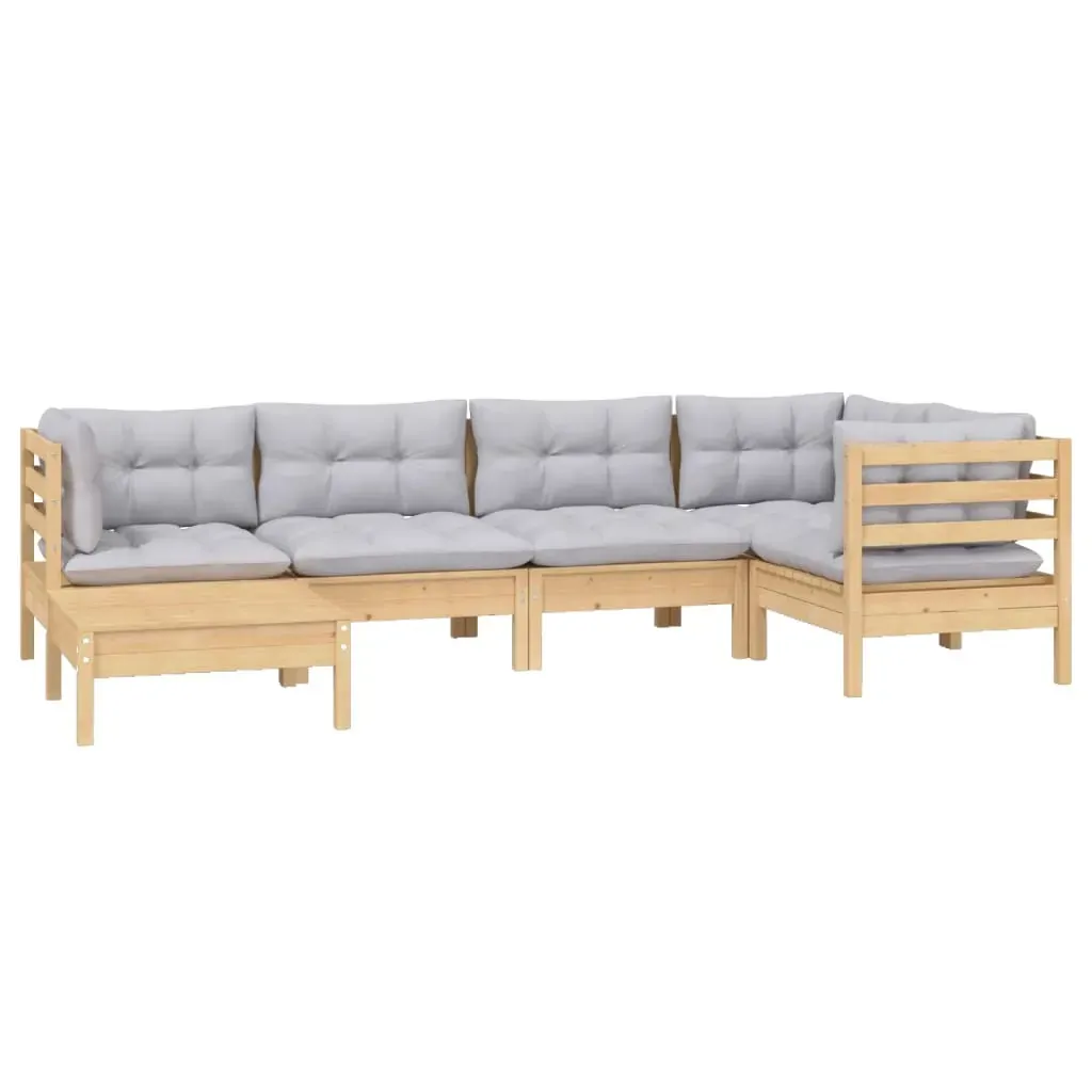 6 Piece Garden Lounge Set with Cushions Solid Pinewood Price