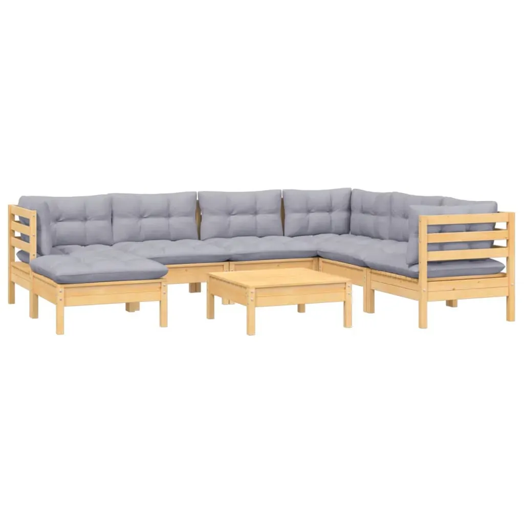 8 Piece Garden Lounge Set with Cushions Solid Pinewood Price