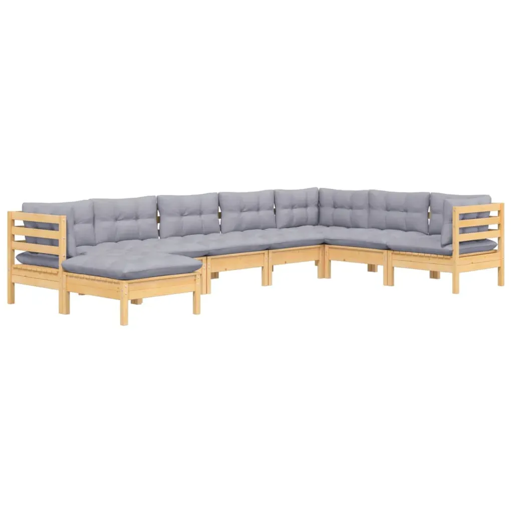 8 Piece Garden Lounge Set with Cushions Solid Pinewood Price