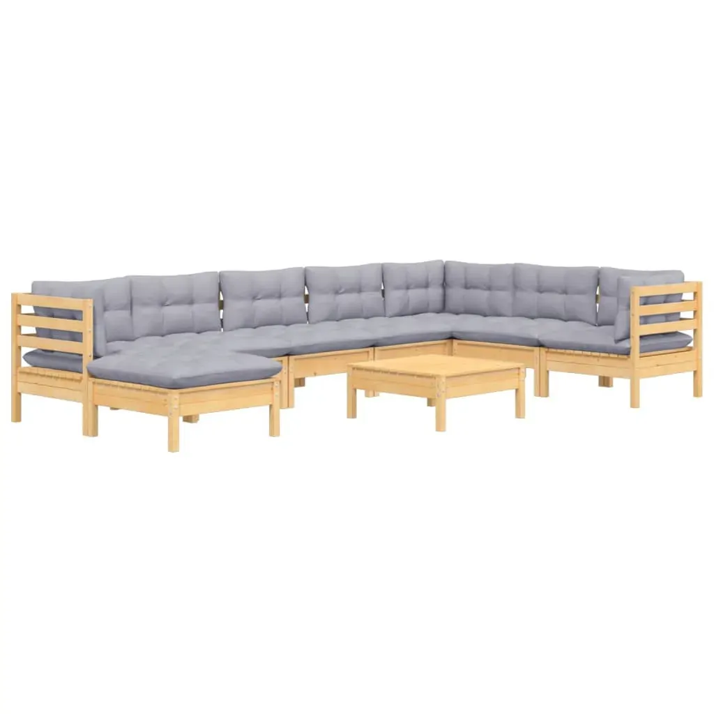 9 Piece Garden Lounge Set with Cushions Solid Pinewood Price