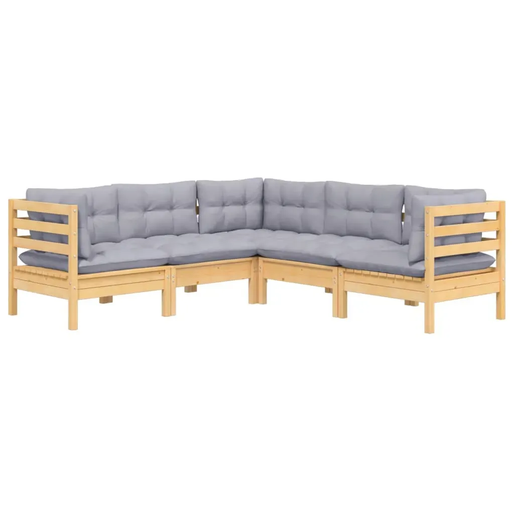 5 Piece Garden Lounge Set with Cushions Solid Pinewood Price