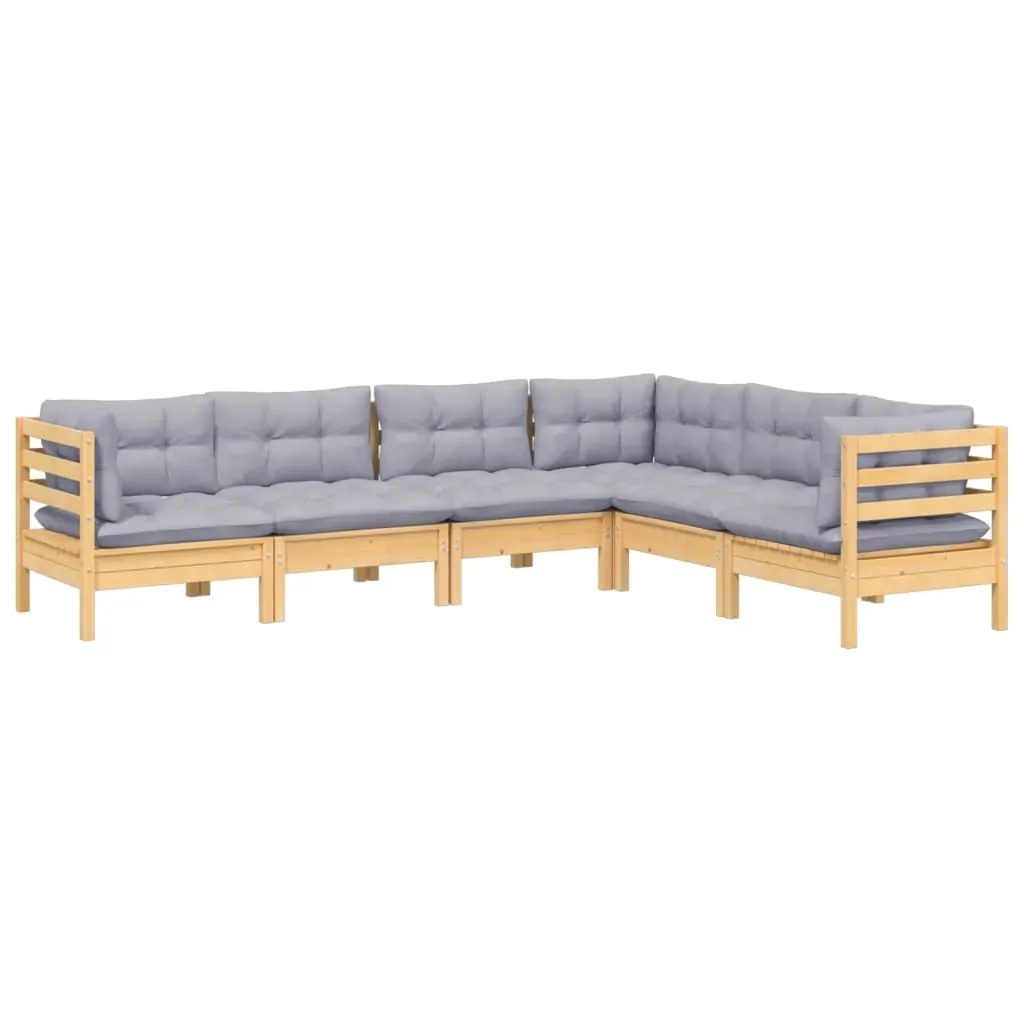 6 Piece Garden Lounge Set with Cushions Solid Pinewood Price