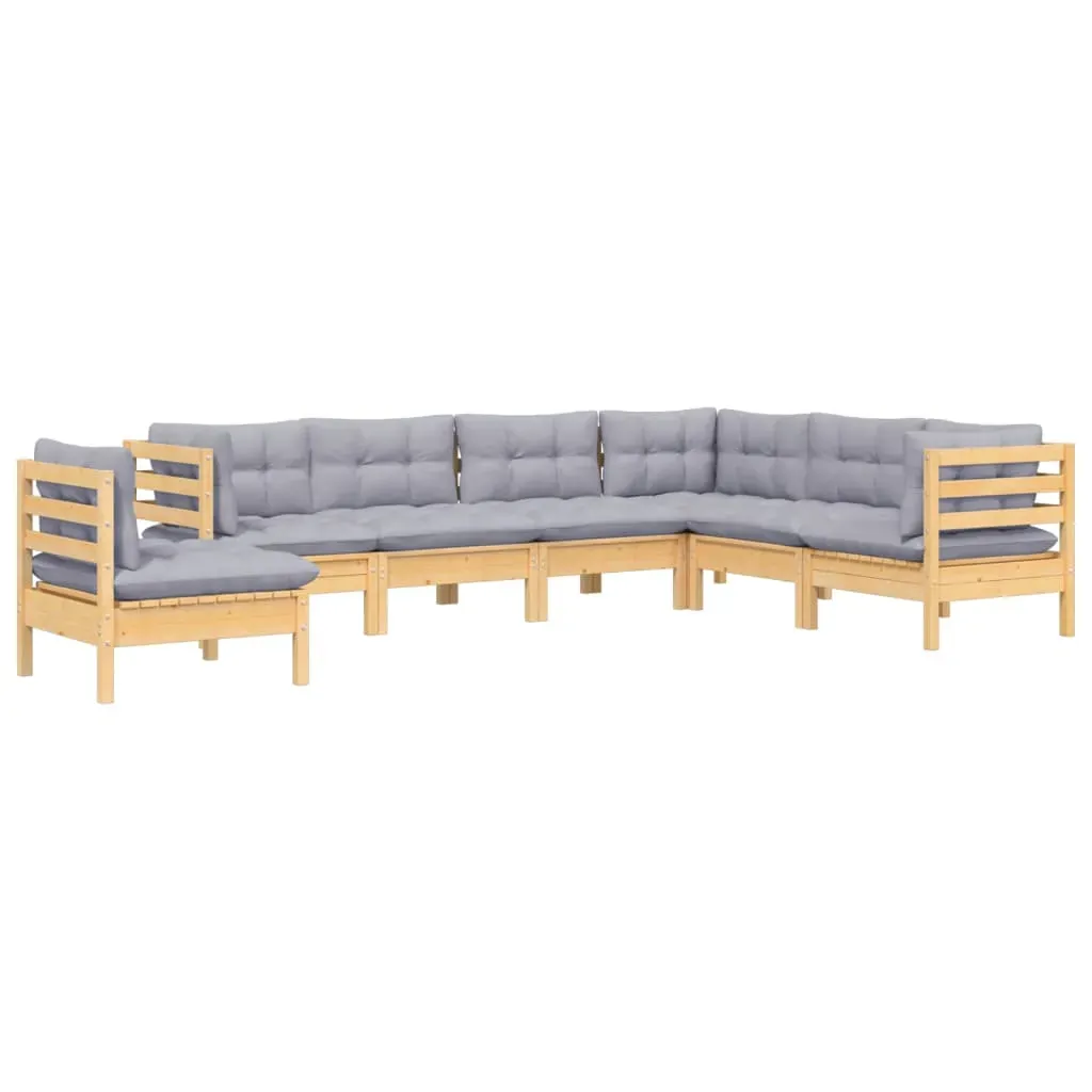 7 Piece Garden Lounge Set with Cushions Solid Pinewood Price