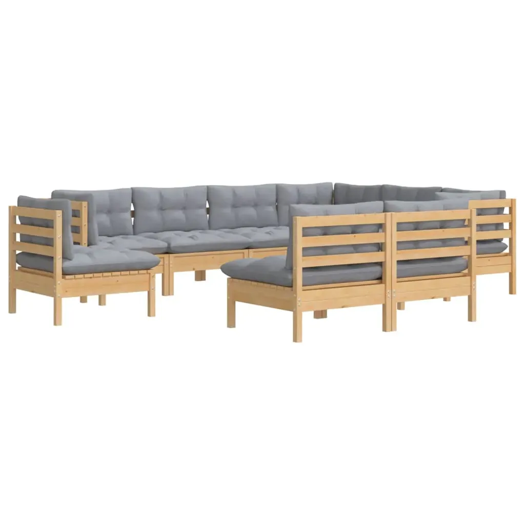 9 Piece Garden Lounge Set with Cushions Solid Pinewood Price
