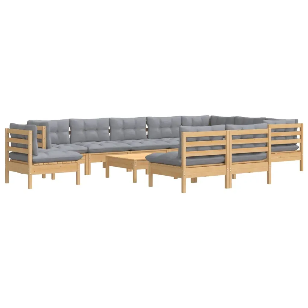 11 Piece Garden Lounge Set with Cushions Solid Pinewood Price