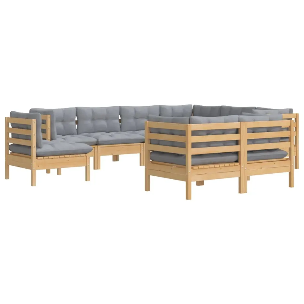 9 Piece Garden Lounge Set with Cushions Solid Pinewood Price