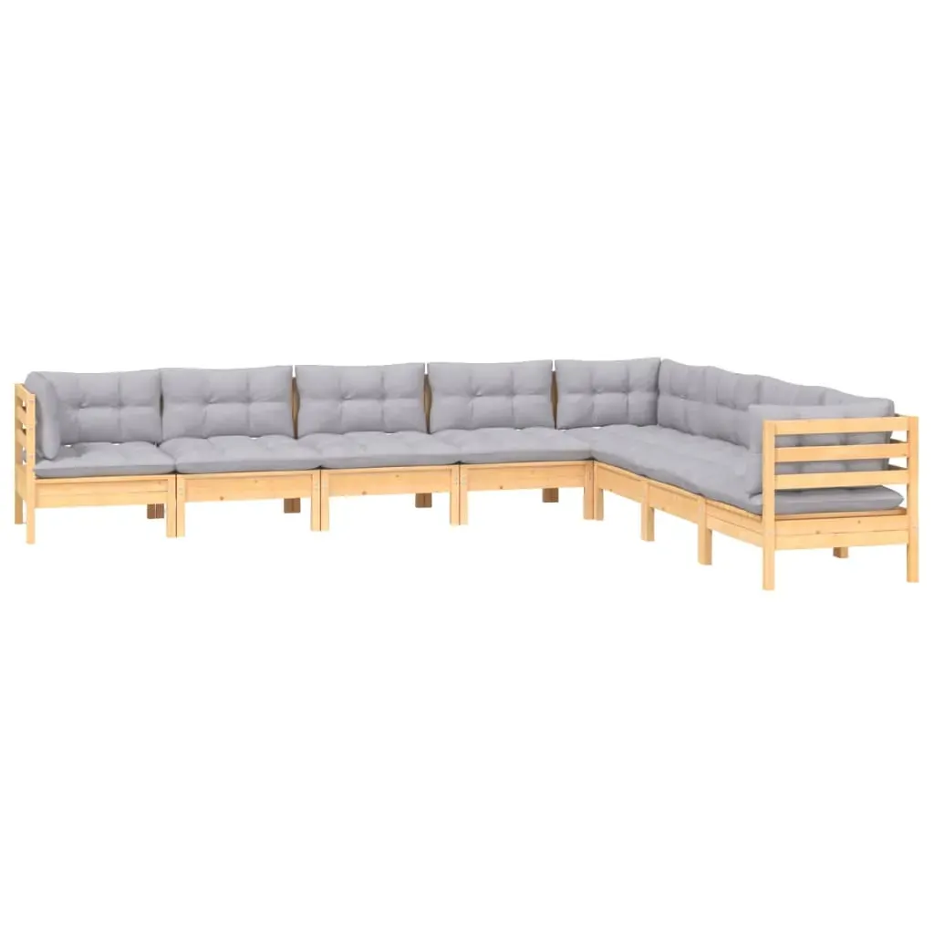 8 Piece Garden Lounge Set with Cushions Solid Pinewood Price