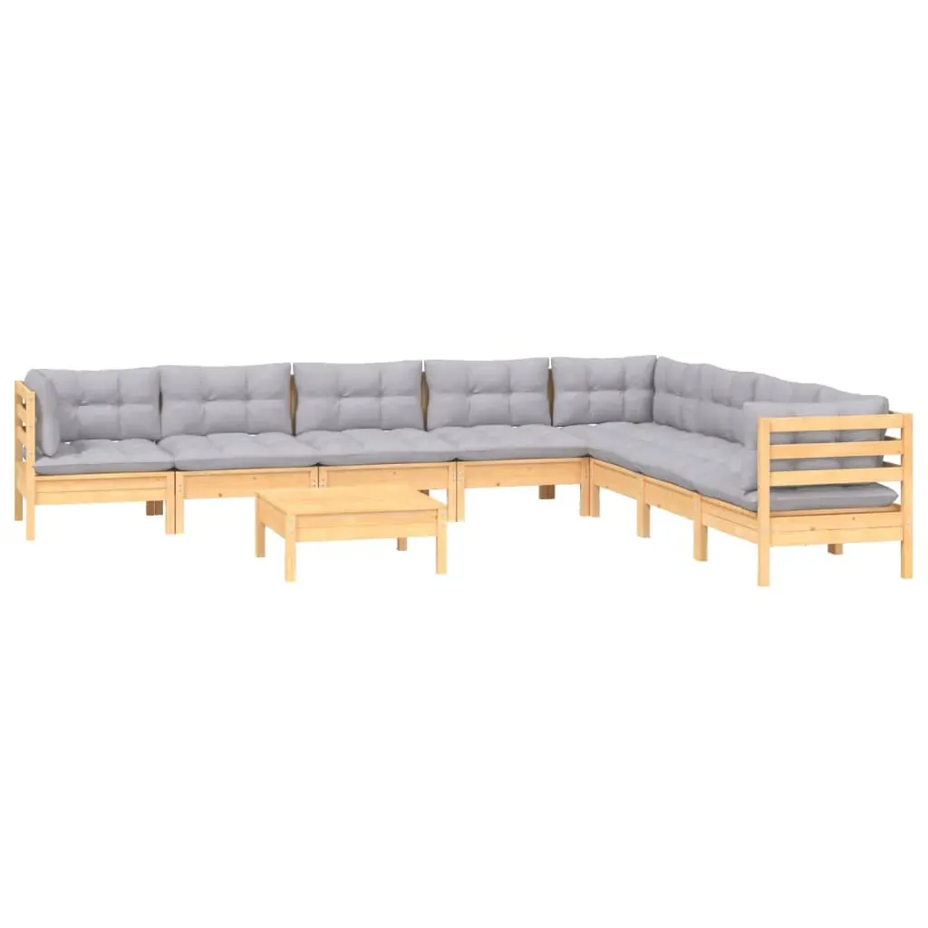 9 Piece Garden Lounge Set with Cushions Solid Pinewood Price