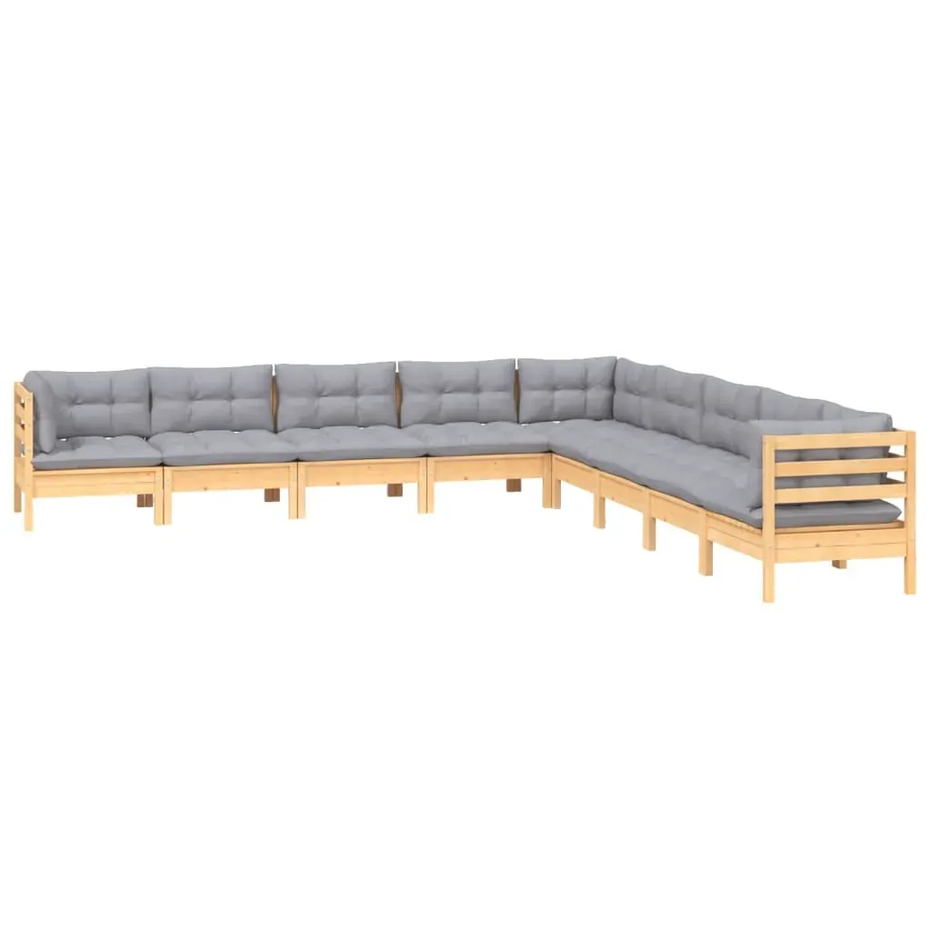 9 Piece Garden Lounge Set with Cushions Solid Pinewood Price