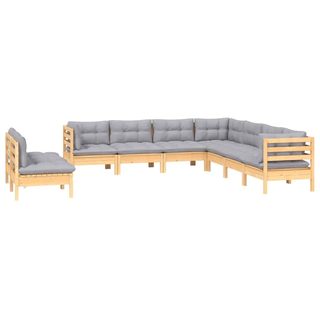 9 Piece Garden Lounge Set with Cushions Solid Pinewood Price