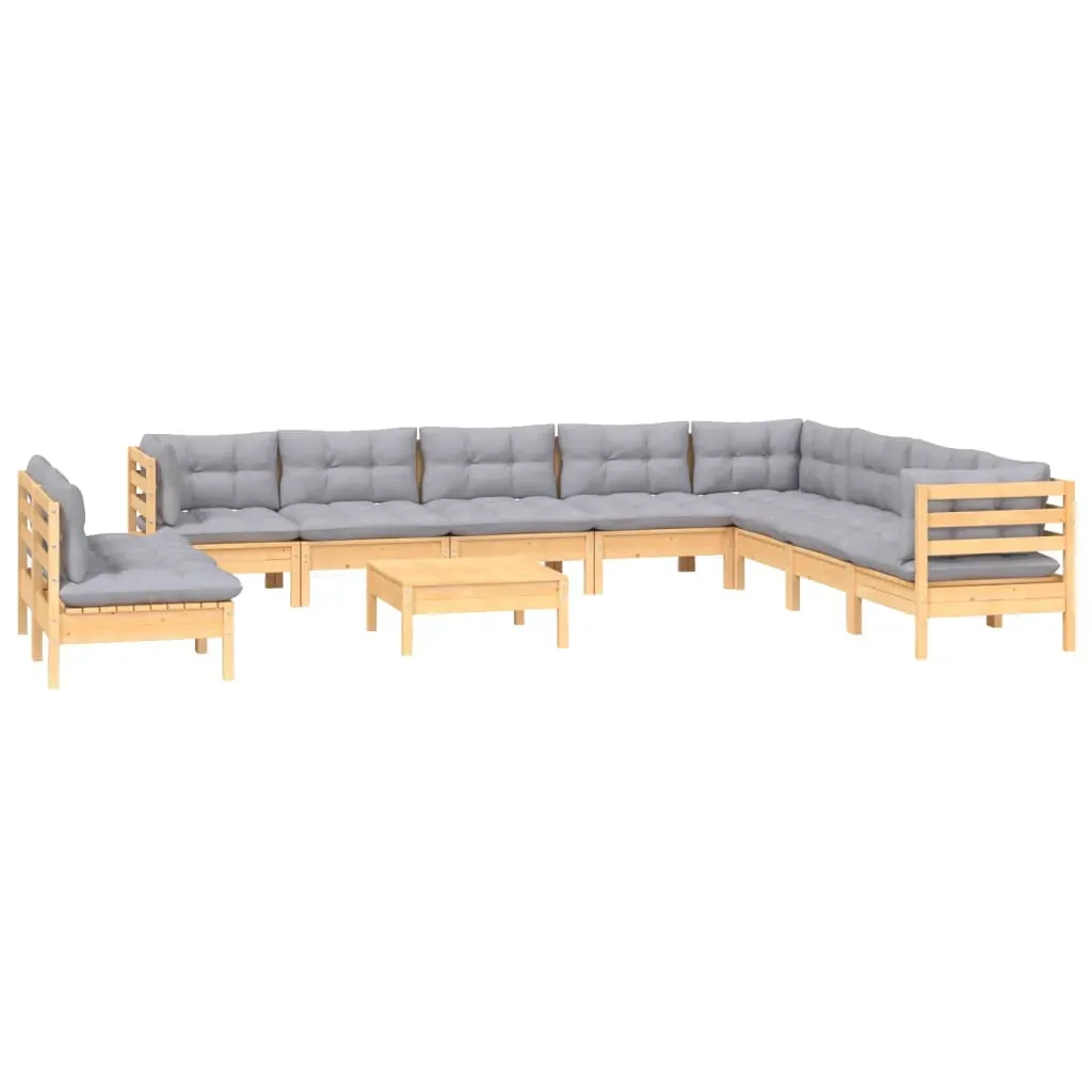 11 Piece Garden Lounge Set with Cushions Solid Pinewood Price