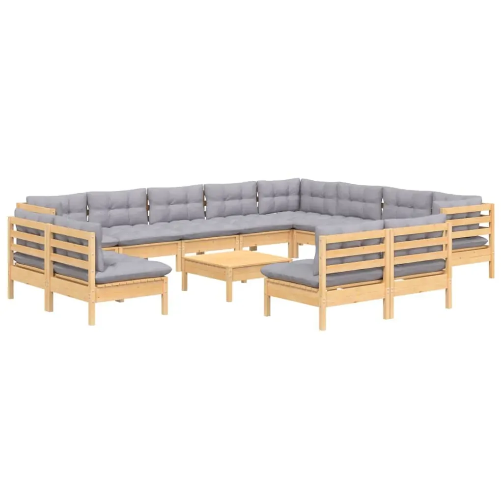 13 Piece Garden Lounge Set with Cushions Solid Pinewood Price