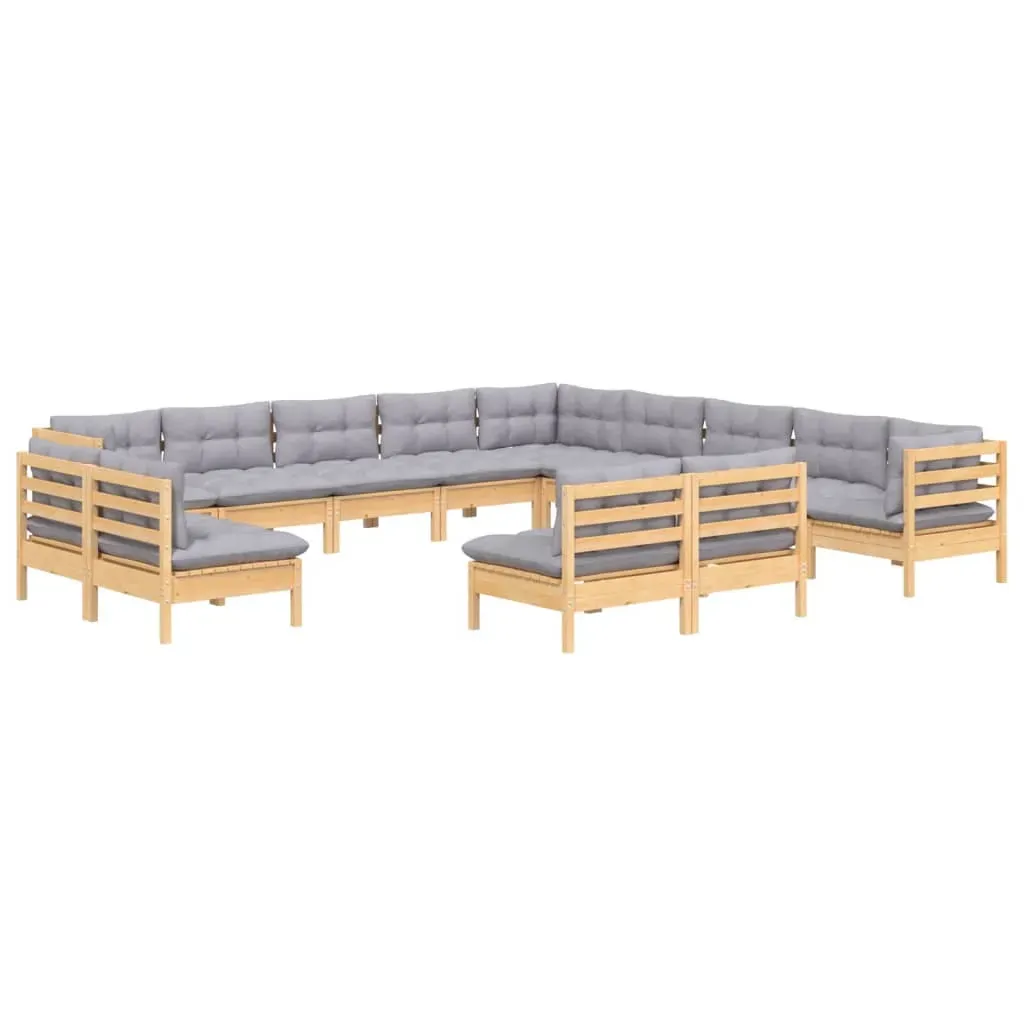 13 Piece Garden Lounge Set with Cushions Solid Pinewood Price