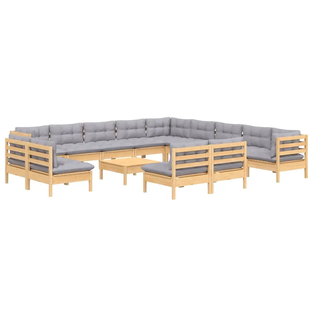 14 Piece Garden Lounge Set with Cushions Solid Pinewood Price