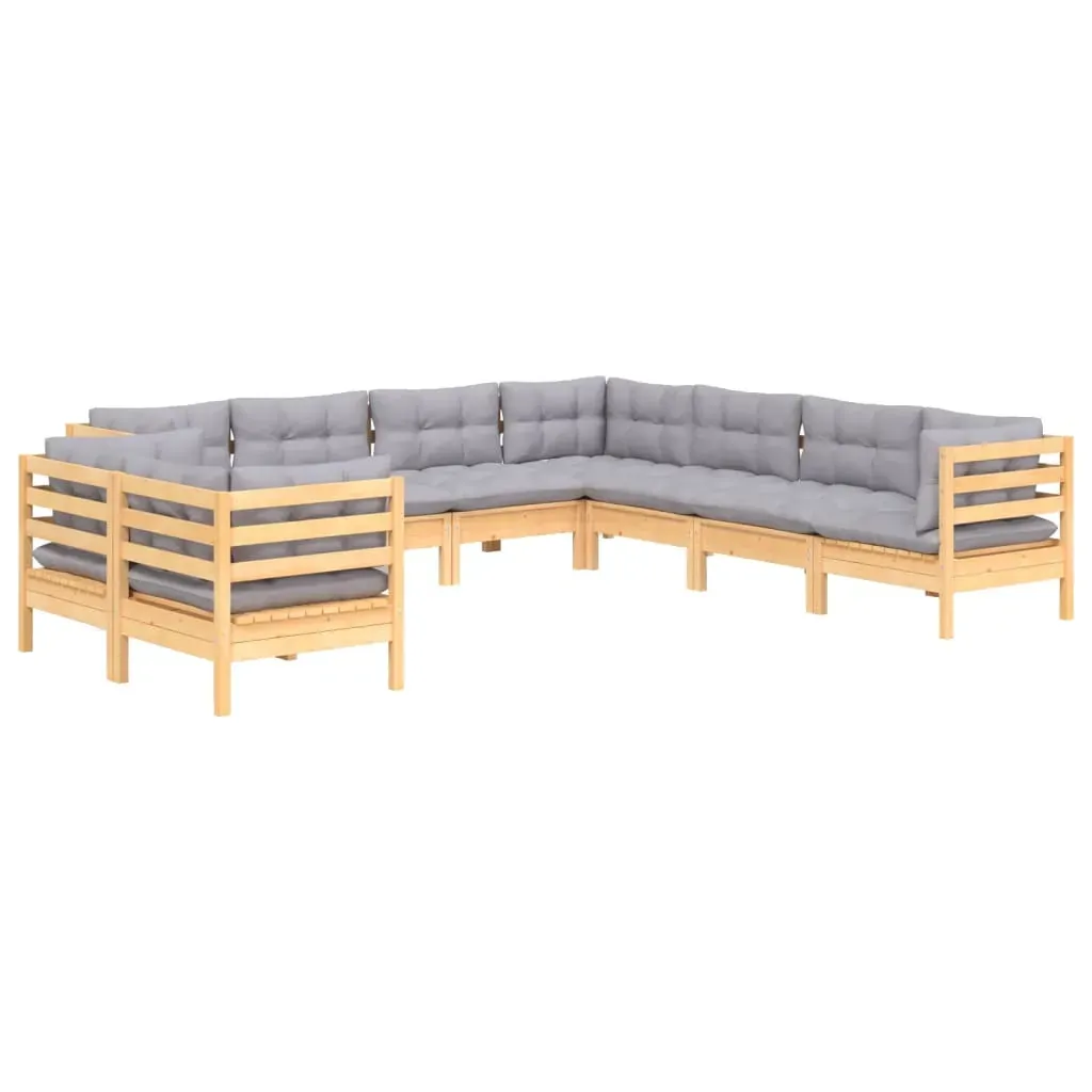 9 Piece Garden Lounge Set with Cushions Solid Pinewood Price