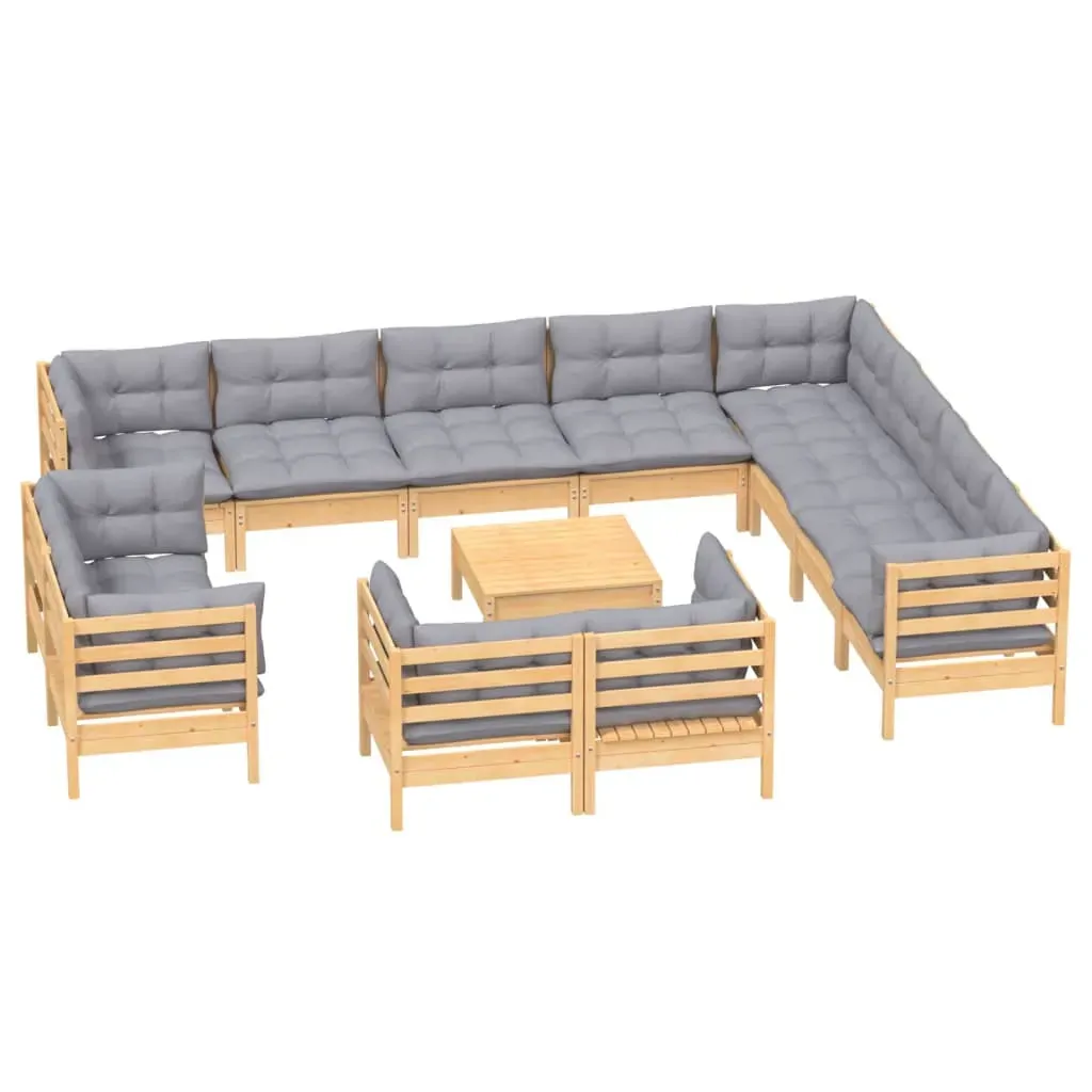 13 Piece Garden Lounge Set with Cushions Solid Pinewood Price