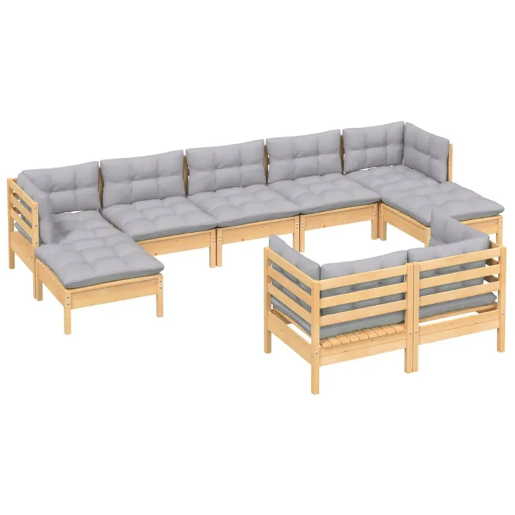 9 Piece Garden Lounge Set with Cushions Solid Pinewood Price